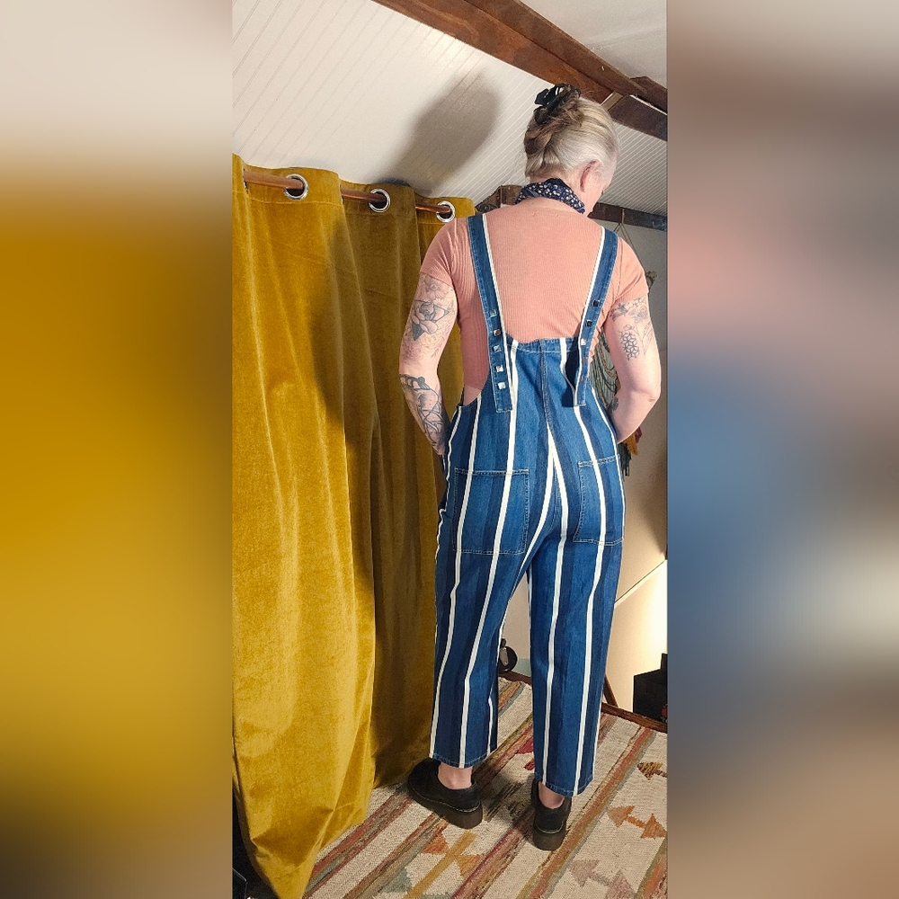Blue and White Striped Jumpsuit - Picture 12 of 12